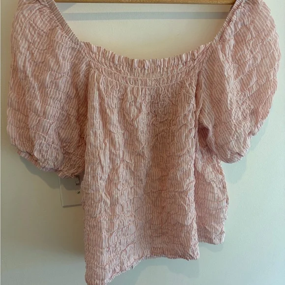 Anthropologie Cloth & Stone Blush Striped Blouse - Picture 4 of 4